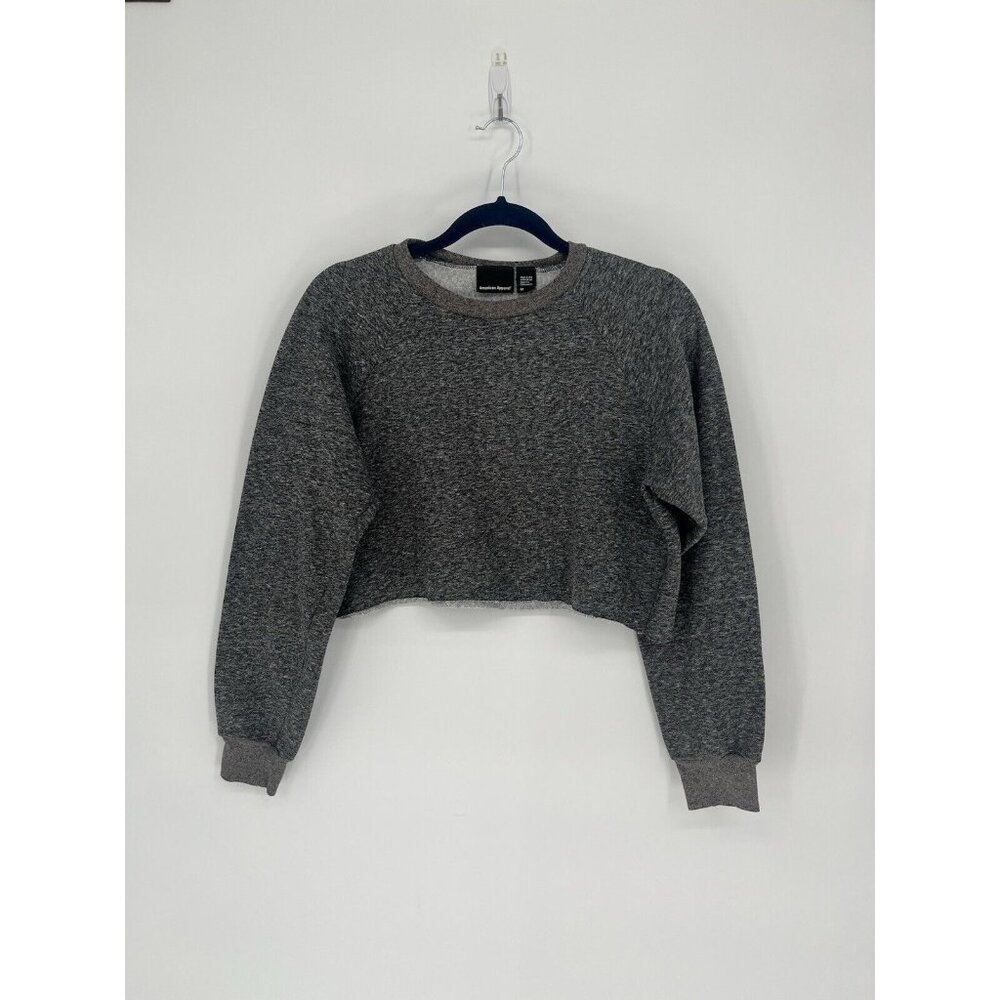 American‎ Apparel  Gray Cropped Crewneck  Raw Hem Size Medium